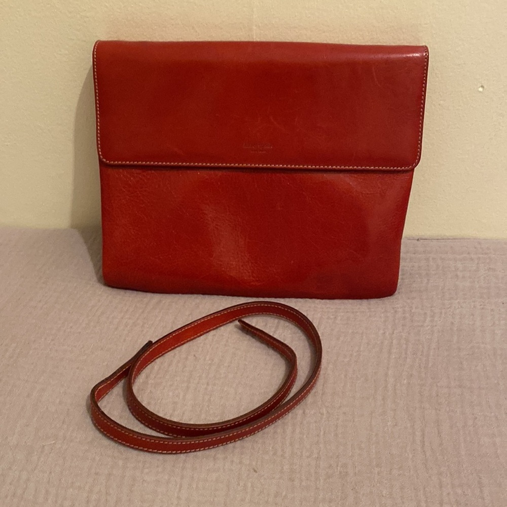 Kate Spade Elegant Red Leather Clutch / Shoulder bag . Made in Italy